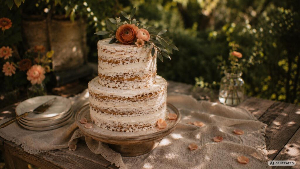 Naked-Cake-Hochzeitstorte für eine Gartenhochzeit